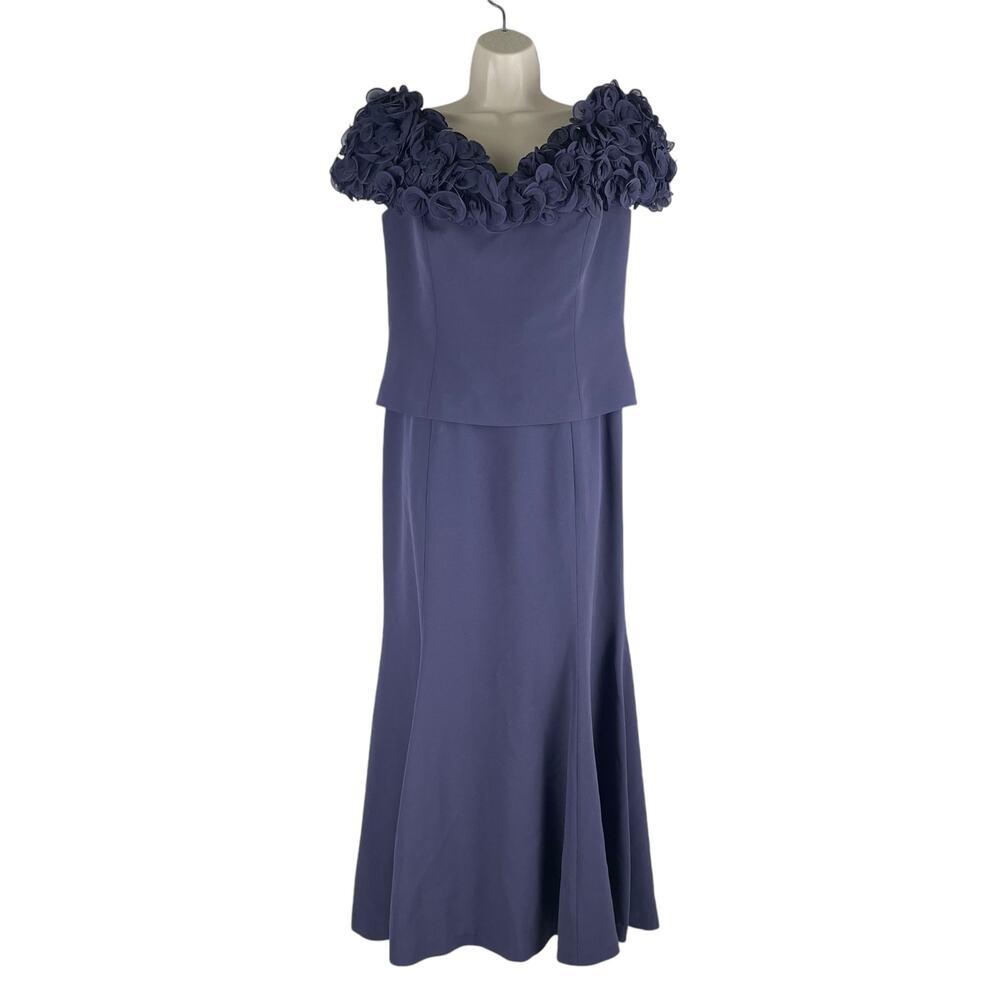 Daymor Floral Applique Off the Shoulder Evening Gown Purple Size 8 - Picture 2 of 13